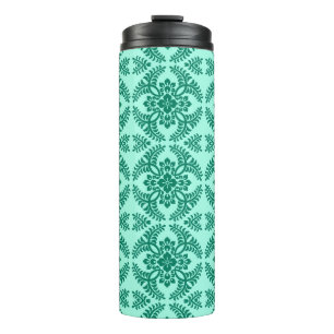 Japanese Medallion Pattern, Aqua and Turquoise Thermal Tumbler
