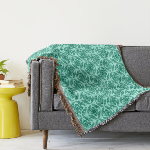 Japanese Medallion Pattern, Aqua and Turquoise  Throw Blanket
