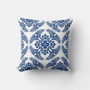 Japanese Medallion Pattern, Cobalt Blue and White Cushion