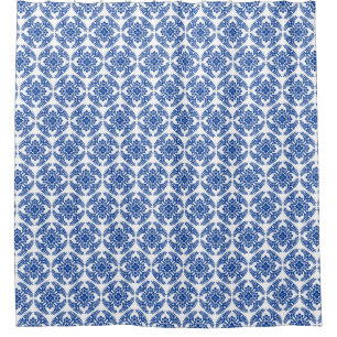 Japanese Medallion Pattern, Cobalt Blue and White  Shower Curtain