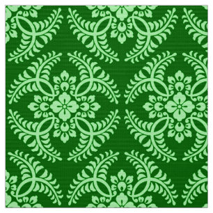 Japanese Medallion Pattern, Dark Jade Green Fabric