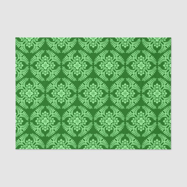 Japanese Medallion Pattern, Dark Jade Green Tissue Paper (Front)