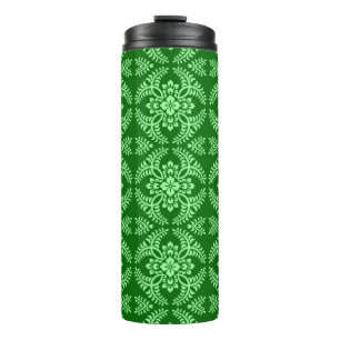 Japanese Medallion Pattern, Deep Jade Green Thermal Tumbler
