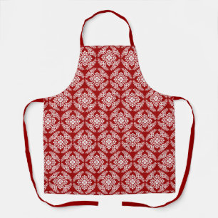 Japanese Medallion Pattern, Deep Red and White Apron