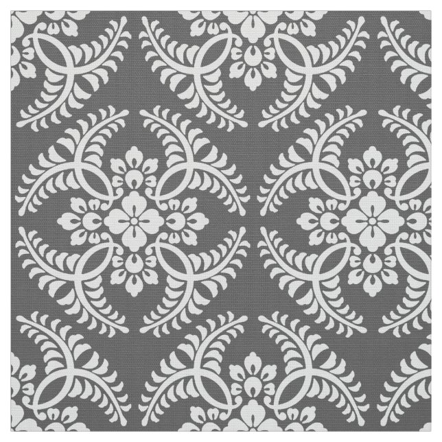 Japanese Medallion Pattern, Grey / Grey & White Fabric (Swatch)