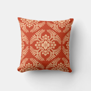 Japanese Medallion Pattern, Mandarin Orange Cushion