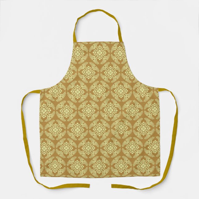 Japanese Medallion Pattern, Mustard Yellow Apron (Front)
