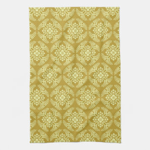 Japanese Medallion Pattern, Mustard Yellow  Tea Towel