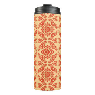 Japanese Medallion Pattern, Pastel Orange Thermal Tumbler