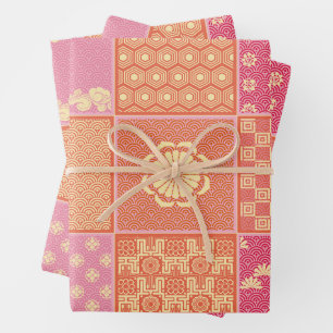 Japanese Mix Patchwork Wrapping Paper Sheet