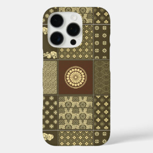 Japanese Mix Pattern Patchwork Noir iPhone 16 Pro Case
