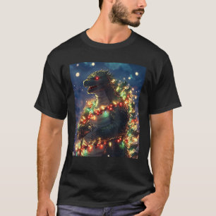 Japanese Monster Kaiju Santazilla Christmas Tree L T-Shirt