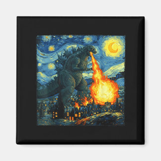 Japanese Monster Kaiju Van Gogh Starry Night  Magnet