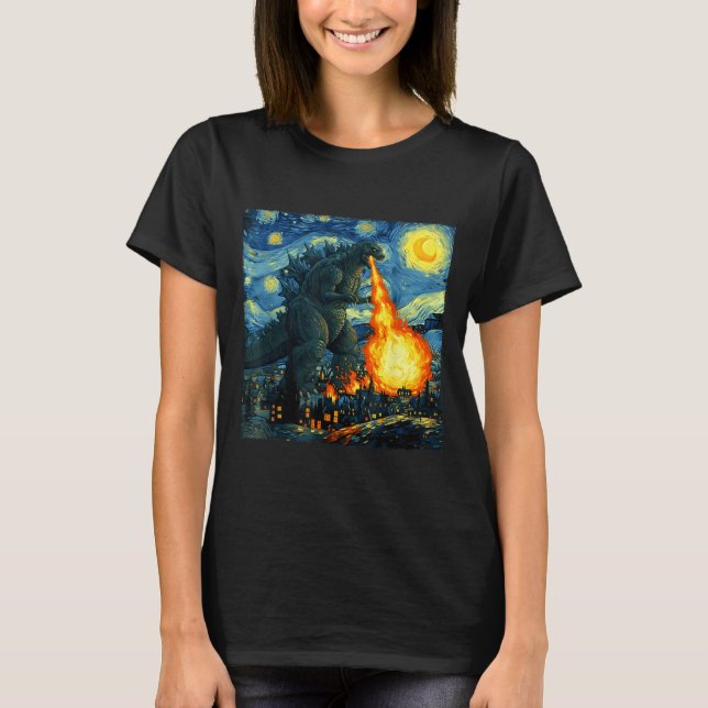 Japanese Monster Kaiju Van Gogh Starry Night  T-Shirt (Front)