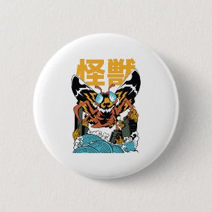 Japanese monster moth kaiju 6 cm round badge