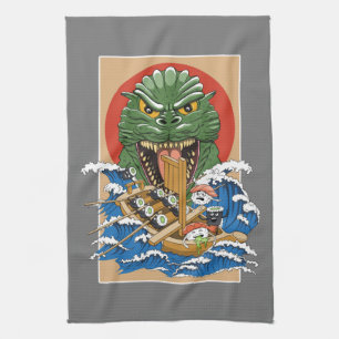 Japanese Monster Sushi Lover Tea Towel
