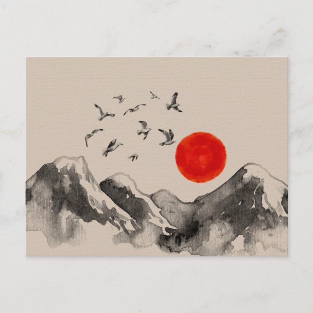 Japanese Mountains Serenity Landscape Postcard (Front)