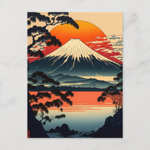 Japanese Mountains Ukiyo e illustration Postcard