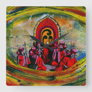 Japanese Musicians Square Wall Clock