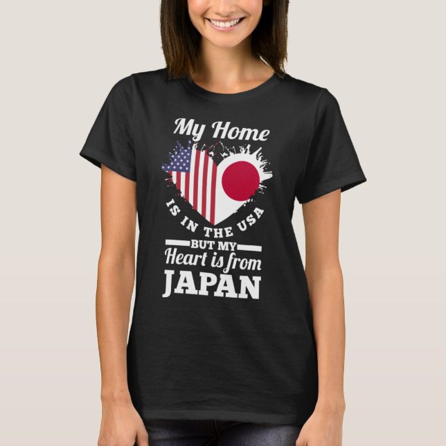 Japanese My Home Is In The USA But My Heart Is Fro T-Shirt (Front)