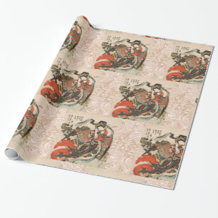 JAPANESE MYTHICAL BIRD WITH HUMAN HEAD Karyōbinga Wrapping Paper