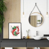 Japanese Nature Asian Koi Elegant Watercolor Art 