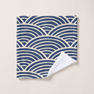 Japanese Navy Blue Ocean Waves Bath Towel Set