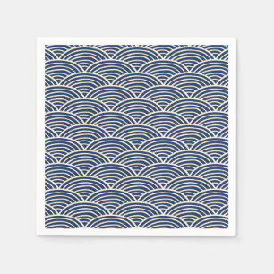 Japanese Navy Blue Ocean Waves Napkin