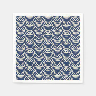 Japanese Navy Blue Ocean Waves Napkin