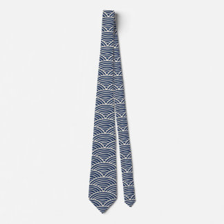 Japanese Navy Blue Ocean Waves Tie