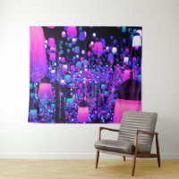 Japanese Neon Lantern Wall Tapestry