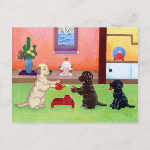 Japanese New Year's Day Labradors 2 Holiday Postcard
