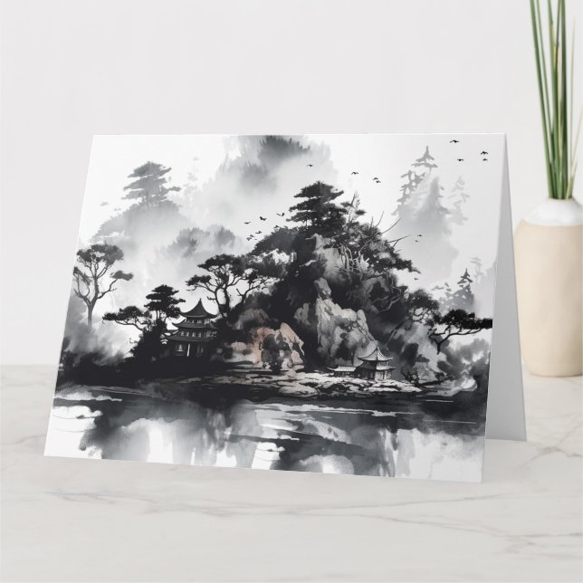 Japanese Nihonga Graphic Art Design – Traditional  Thank You Card (Front)