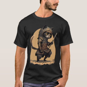 Japanese Ninja Cat Ancient Cat Ninja Japanese War T-Shirt