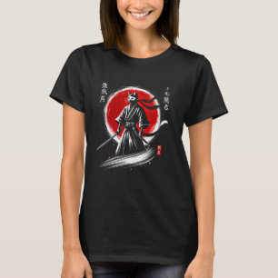 Japanese Ninja Cat Samurai Japan Warrior Mum Dad K T-Shirt
