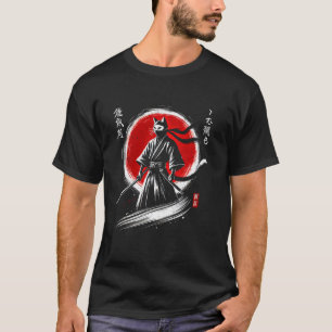 Japanese Ninja Cat Samurai Japan Warrior Mum Dad K T-Shirt