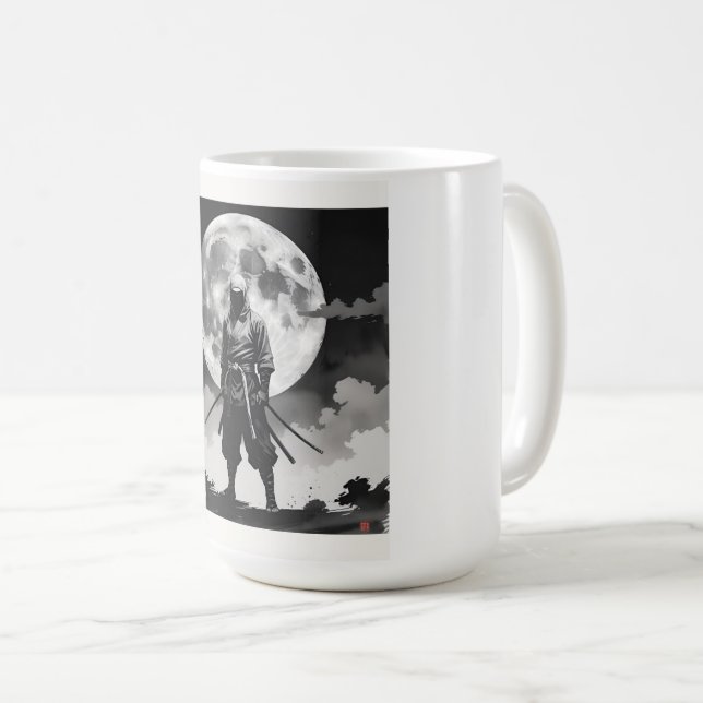 japanese ninja Moon Night Ninja Quiet Guardian Coffee Mug (Front Right)