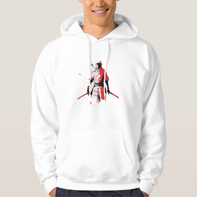 Japanese Ninja with Swords Design Hoodie (Front)
