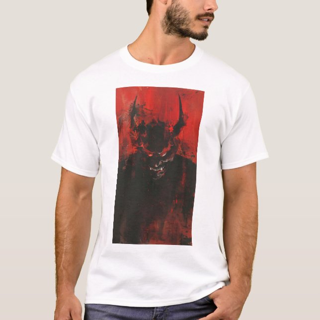 Japanese Noh Masks Hannya Demon Design T-Shirt (Front)