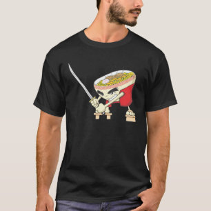 Japanese Noodle Soup Fighter with Samurai Sword T-Shirt