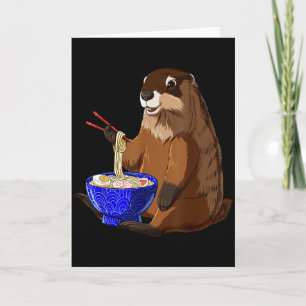 Japanese Noodles Kawaii Ramen Bowl Funny Groundhog Card