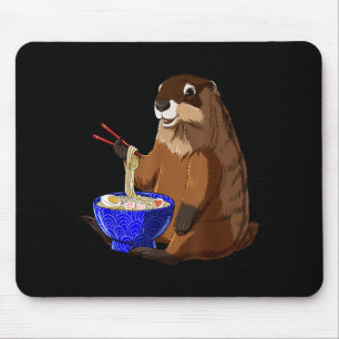 Japanese Noodles Kawaii Ramen Bowl Funny Groundhog Mouse Mat