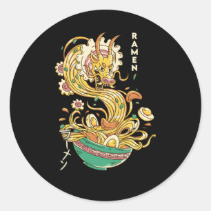 Japanese Noodles Ra Dragon Soup Otaku Foodie Classic Round Sticker