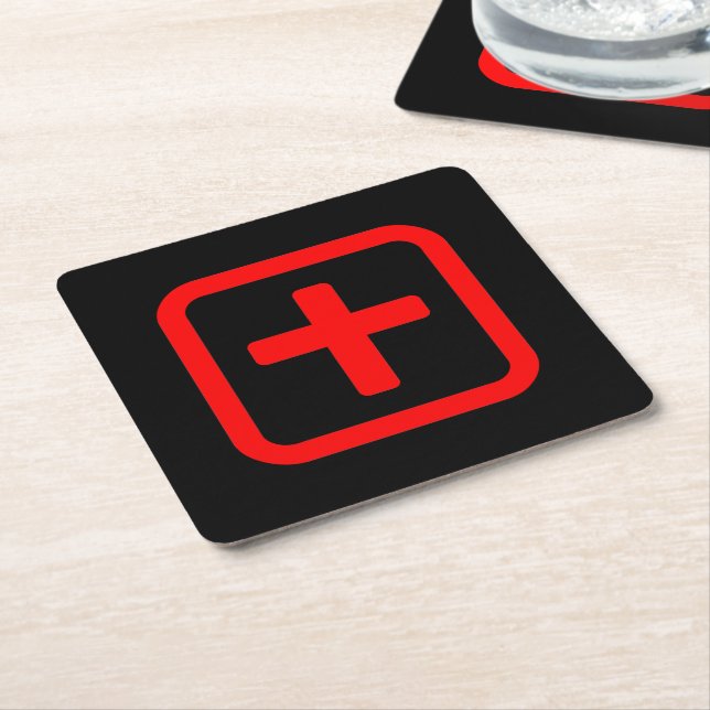 Japanese Number Ten 十 【Ju】 Kanji Square Paper Coaster (Angled)
