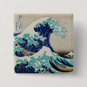 Japanese Ocean Waves Aesthetic Beach Waves Aesthet 15 Cm Square Badge
