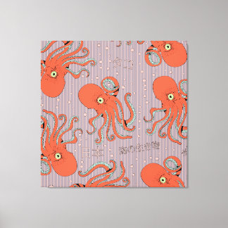 Japanese Octopus Pattern Canvas Print