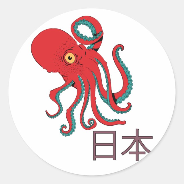 Japanese Octopus Pattern Classic Round Sticker (Front)