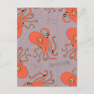 Japanese Octopus Pattern Postcard