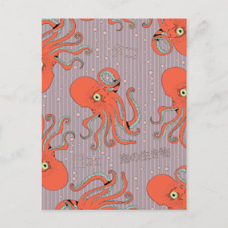 Japanese Octopus Pattern Postcard