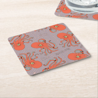 Japanese Octopus Pattern Square Paper Coaster